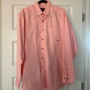 Ariat | Men's Light Pink Casual Button-Down Shirt | Dress Shirt | Large